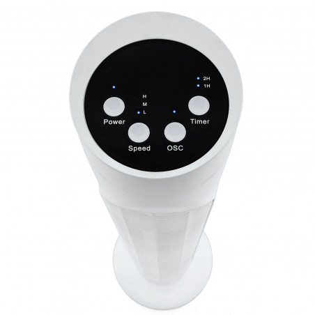 Ventilator Tower Elite ETTF-0331, 50W, 3 viteze, Temporizator, LED, Funcționare silențioasă, Telecomandă, Alb