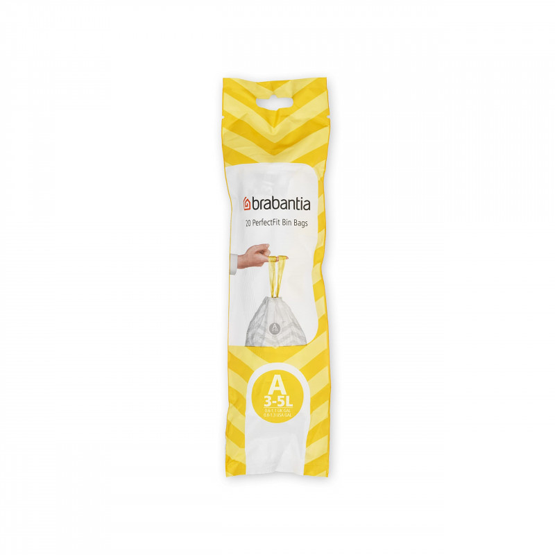 Brabantia PerfectFit Sort&Go/Touch saci de gunoi 647033, dimensiune A, 3-5 l, 20 buc, alb