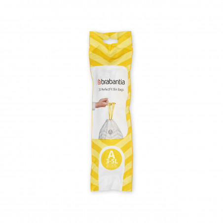 Brabantia PerfectFit Sort&Go/Touch saci de gunoi 647033, dimensiune A, 3-5 l, 20 buc, alb