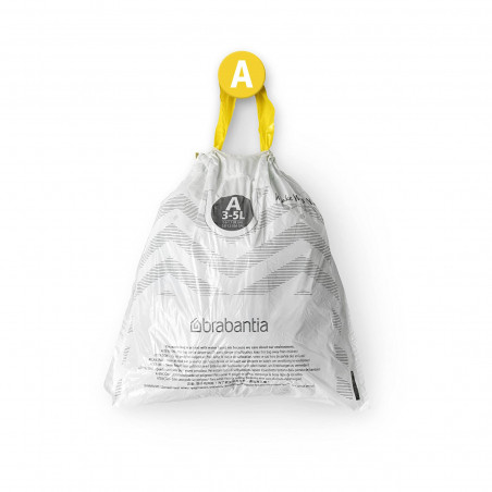 Brabantia PerfectFit Sort&Go/Touch saci de gunoi 647033, dimensiune A, 3-5 l, 20 buc, alb