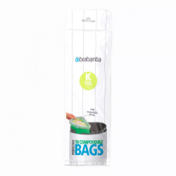 Saci de gunoi Brabantia PerfectFit 647032, Dimensiune K, 10 l, 10 buc, Biodegradabil, Verde