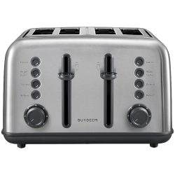 Prаjitor de pаine BUYDEEM DT640E, 1800W, 4 felii, 7 programe automate, 7 treptede prajire, Indicatori LED,Tava firimituri, Pop-up inalt, Inox