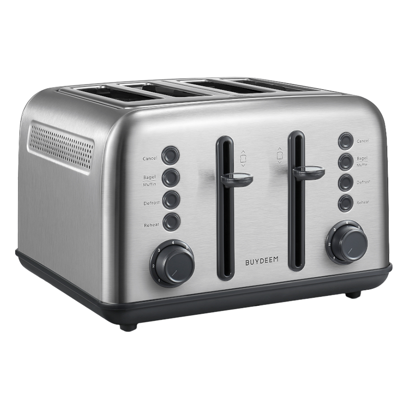 Prаjitor de pаine BUYDEEM DT640E, 1800W, 4 felii, 7 programe automate, 7 treptede prajire, Indicatori LED,Tava firimituri, Pop-up inalt, Inox