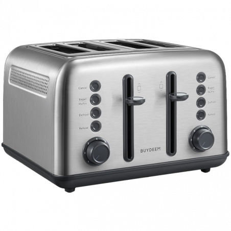 Prаjitor de pаine BUYDEEM DT640E, 1800W, 4 felii, 7 programe automate, 7 treptede prajire, Indicatori LED,Tava firimituri, Pop-up inalt, Inox