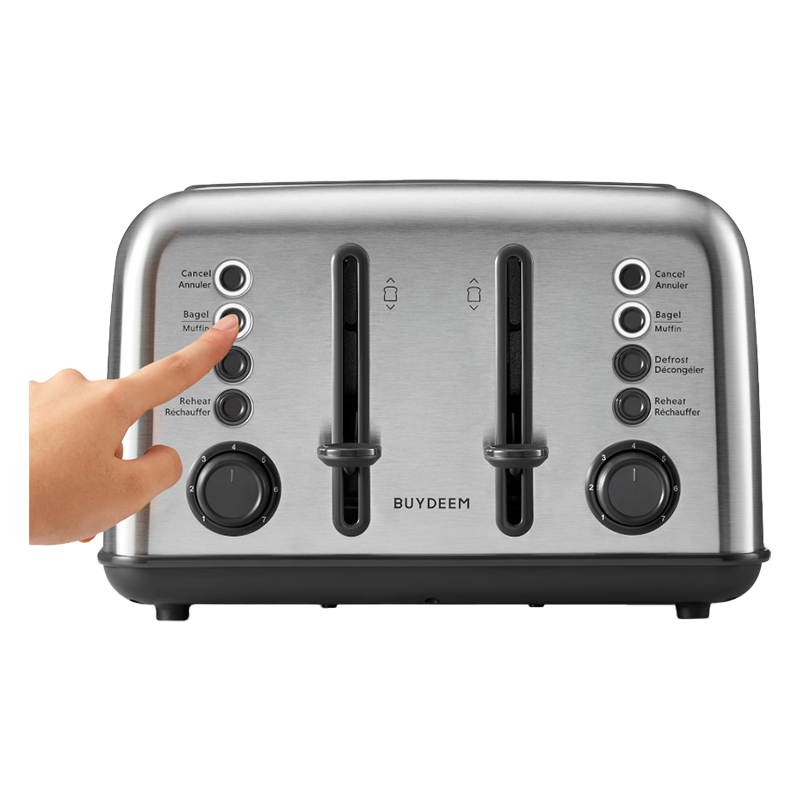 Prаjitor de pаine BUYDEEM DT640E, 1800W, 4 felii, 7 programe automate, 7 treptede prajire, Indicatori LED,Tava firimituri, Pop-up inalt, Inox