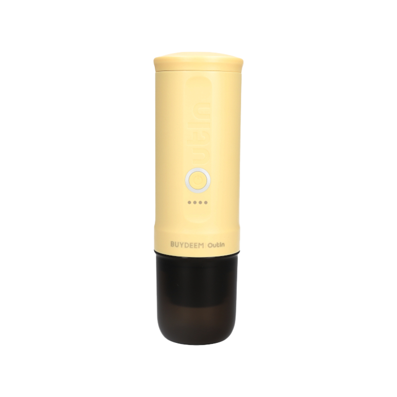 Espressor portabil BUYDEEM Nano OTEM-01, 7500 mAh, 20 bar, 50 ml, 12/24V, Incarcare USB Type-C, Cafea macinata si capsule, Galben