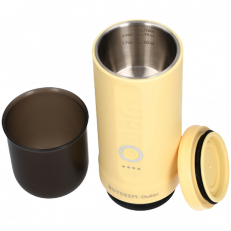 Espressor portabil BUYDEEM Nano OTEM-01, 7500 mAh, 20 bar, 50 ml, 12/24V, Incarcare USB Type-C, Cafea macinata si capsule, Galben