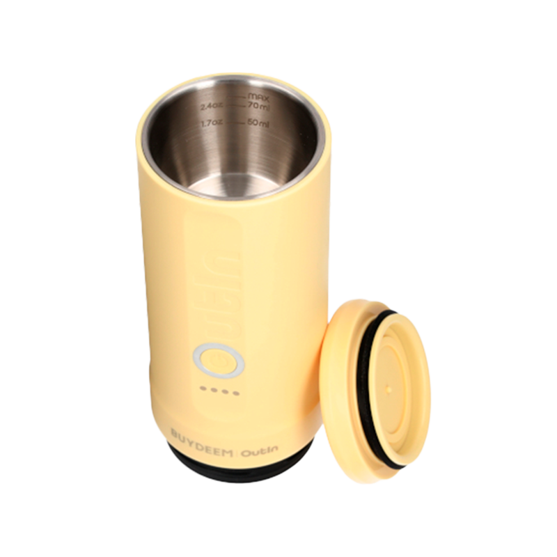 Espressor portabil BUYDEEM Nano OTEM-01, 7500 mAh, 20 bar, 50 ml, 12/24V, Incarcare USB Type-C, Cafea macinata si capsule, Galben