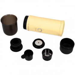 Espressor portabil BUYDEEM Nano OTEM-01, 7500 mAh, 20 bar, 50 ml, 12/24V, Incarcare USB Type-C, Cafea macinata si capsule, Galben