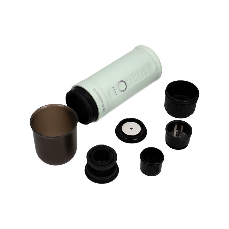 Espressor portabil BUYDEEM Nano OTEM-01, 7500 mAh, 20 bar, 50 ml, 12/24V, Incarcare USB Type-C, Cafea macinata si capsule, Verde