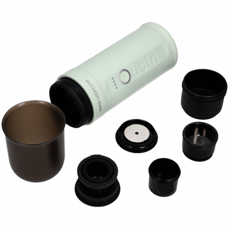 Espressor portabil BUYDEEM Nano OTEM-01, 7500 mAh, 20 bar, 50 ml, 12/24V, Incarcare USB Type-C, Cafea macinata si capsule, Verde