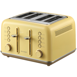 Prajitor de paine BUYDEEM DT640E, 1800W, 4 felii, 7 programe automate, 7 trepte de prajire, Indicatori LED, Tava firimituri, Pop-up inalt, Galben