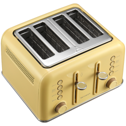 Prajitor de paine BUYDEEM DT640E, 1800W, 4 felii, 7 programe automate, 7 trepte de prajire, Indicatori LED, Tava firimituri, Pop-up inalt, Galben