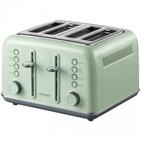 Prajitor de pаine BUYDEEM DT640E, 1800W, 4 felii, 7 programe automate, 7 trepte de prajire, indicatori LED, Tavi pentru firimituri, Pop-up inalt, Verde