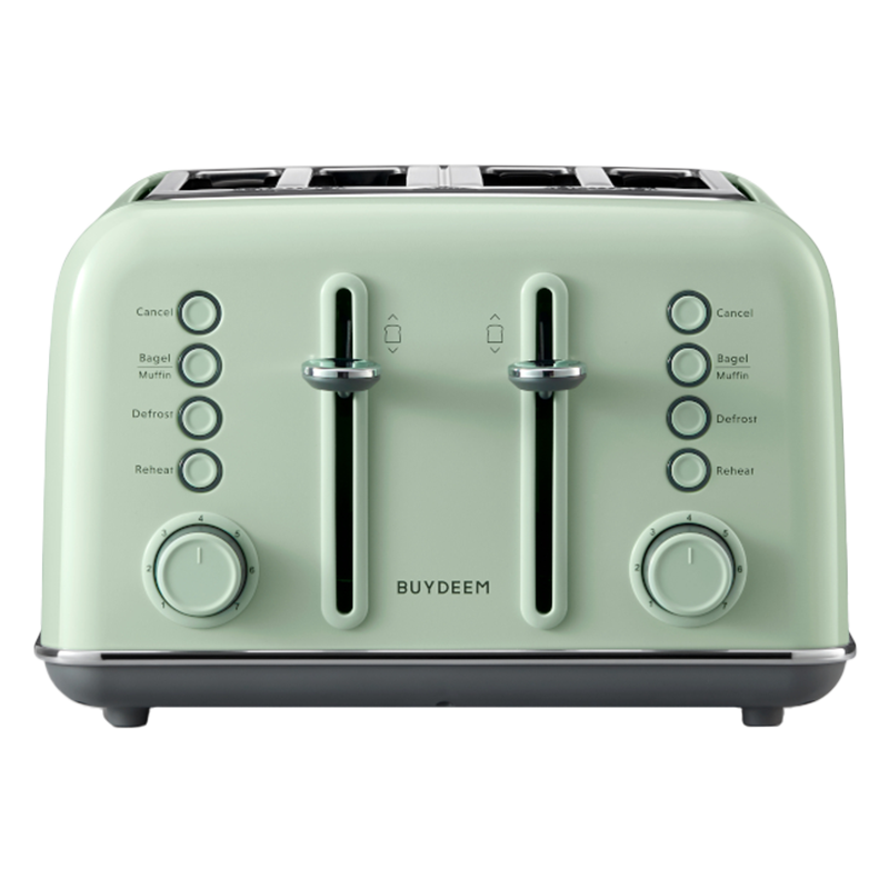 Prajitor de pаine BUYDEEM DT640E, 1800W, 4 felii, 7 programe automate, 7 trepte de prajire, indicatori LED, Tavi pentru firimituri, Pop-up inalt, Verde