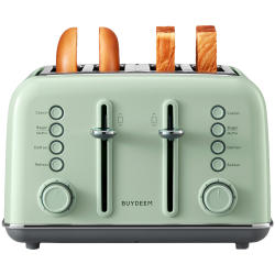Prajitor de pаine BUYDEEM DT640E, 1800W, 4 felii, 7 programe automate, 7 trepte de prajire, indicatori LED, Tavi pentru firimituri, Pop-up inalt, Verde