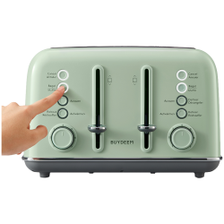 Prajitor de pаine BUYDEEM DT640E, 1800W, 4 felii, 7 programe automate, 7 trepte de prajire, indicatori LED, Tavi pentru firimituri, Pop-up inalt, Verde