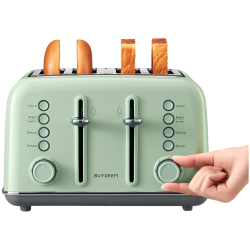 Prajitor de pаine BUYDEEM DT640E, 1800W, 4 felii, 7 programe automate, 7 trepte de prajire, indicatori LED, Tavi pentru firimituri, Pop-up inalt, Verde