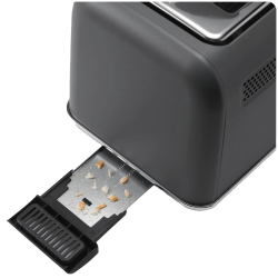 Prajitor de paine BUYDEEM DT730E, 900W, 2 felii, 9 programe automate, 9 treptede prajire, Carcasa din otel inoxidabil, Afisaj LCD, Indicatori LED, Auto-centrare, Timer, Gri