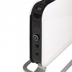 Încălzitor de pardoseală Mill SG2000LED, 2000W, 3 trepte, Ventilator integrat, Funcționare silențioasă, Margini rotunjite, Termostat, Afișaj LED, Alb/negru
