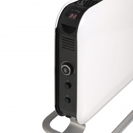 Încălzitor de pardoseală Mill SG2000LED, 2000W, 3 trepte, Ventilator integrat, Funcționare silențioasă, Margini rotunjite, Termostat, Afișaj LED, Alb/negru