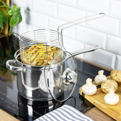 Cratita cu cos Kinghoff KH 4581, 3.6 l, 18 cm, Fund multistrat, Inductie, Inox