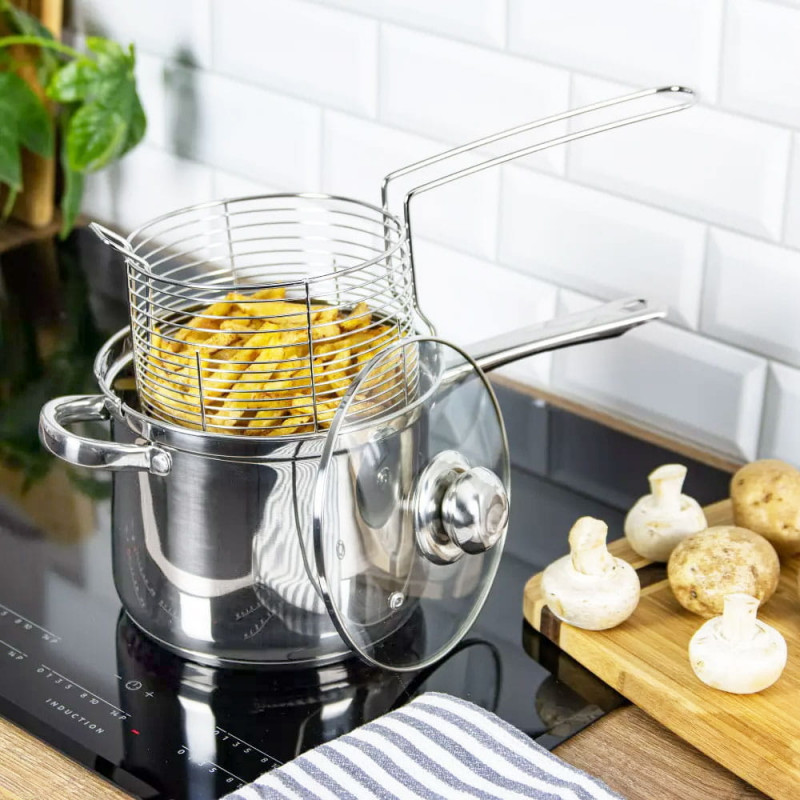 Cratita cu cos Kinghoff KH 4581, 3.6 l, 18 cm, Fund multistrat, Inductie, Inox