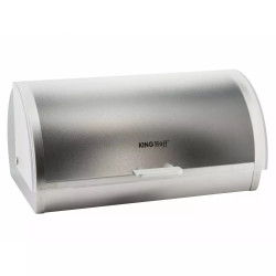 Cutie de pâine Kinghoff KH 3203, 39.5x28x18.5 cm, oțel, capac semi-transparent, alb/gri