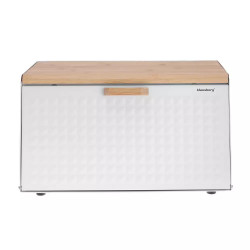 Cutie de pâine Klausberg KB 7468, 35.5 cm, Oțel, Bambus, Capac superior și frontal, Alb
