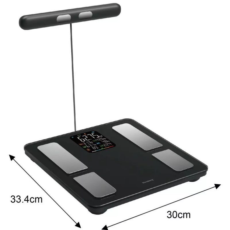 Klausberg KB 7856, Până la 180 kg, Bluetooth, Android/iOS, Ecran LCD, 14 valori corporale, Negru