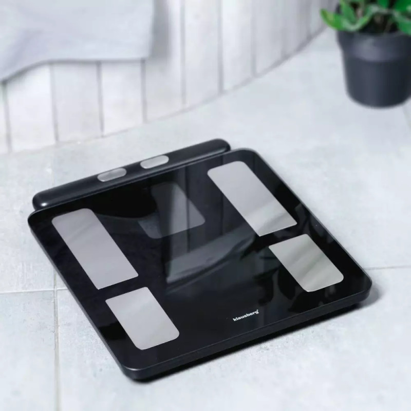 Klausberg KB 7856, Până la 180 kg, Bluetooth, Android/iOS, Ecran LCD, 14 valori corporale, Negru