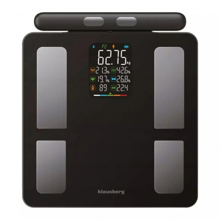 Klausberg KB 7856, Până la 180 kg, Bluetooth, Android/iOS, Ecran LCD, 14 valori corporale, Negru