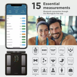 Klausberg KB 7856, Până la 180 kg, Bluetooth, Android/iOS, Ecran LCD, 14 valori corporale, Negru