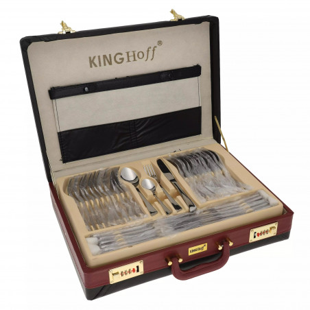 Set tacâmuri Kinghoff KH 3520, 72 piese, Pentru 12 persoane, Cutie, Oțel inoxidabil, Argint