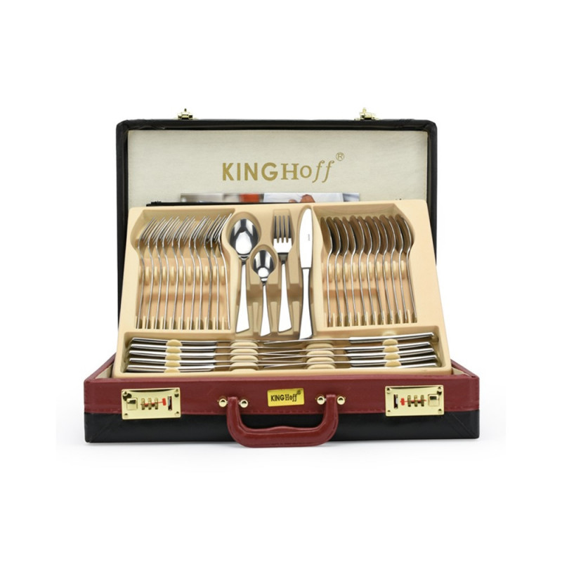Set tacâmuri Kinghoff KH 3520, 72 piese, Pentru 12 persoane, Cutie, Oțel inoxidabil, Argint