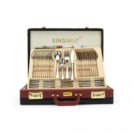 Set tacâmuri Kinghoff KH 3520, 72 piese, Pentru 12 persoane, Cutie, Oțel inoxidabil, Argint