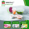 Set de 6 capace din silicon Kinghoff KH 1902, -40 până la 230°C, Potrivire strânsă și etanșă, Reutilizabil, Universal, Transparent