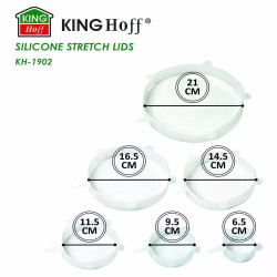 Set de 6 capace din silicon Kinghoff KH 1902, -40 până la 230°C, Potrivire strânsă și etanșă, Reutilizabil, Universal, Transparent
