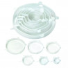 Set de 6 capace din silicon Kinghoff KH 1902, -40 până la 230°C, Potrivire strânsă și etanșă, Reutilizabil, Universal, Transparent