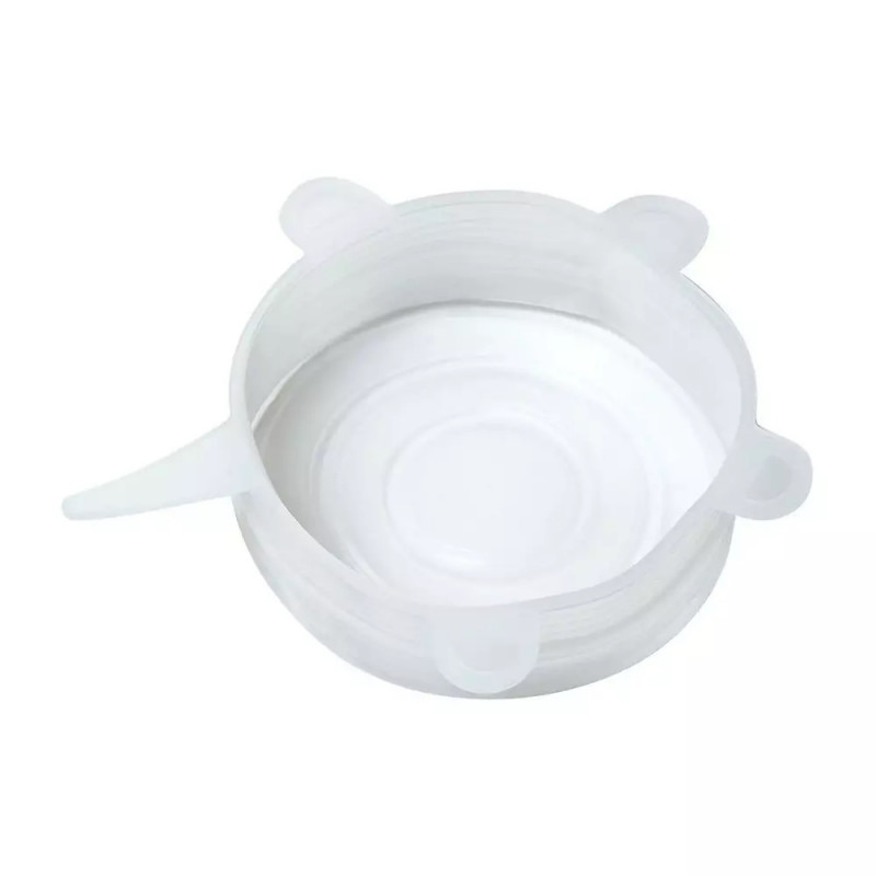 Set de 6 capace din silicon Kinghoff KH 1902, -40 până la 230°C, Potrivire strânsă și etanșă, Reutilizabil, Universal, Transparent