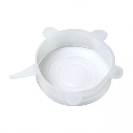 Set de 6 capace din silicon Kinghoff KH 1902, -40 până la 230°C, Potrivire strânsă și etanșă, Reutilizabil, Universal, Transparent