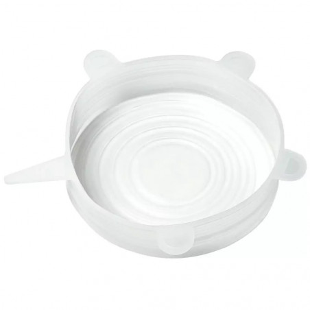 Set de 6 capace din silicon Kinghoff KH 1902, -40 până la 230°C, Potrivire strânsă și etanșă, Reutilizabil, Universal, Transparent