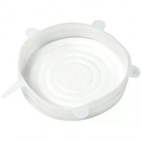 Set de 6 capace din silicon Kinghoff KH 1902, -40 până la 230°C, Potrivire strânsă și etanșă, Reutilizabil, Universal, Transparent