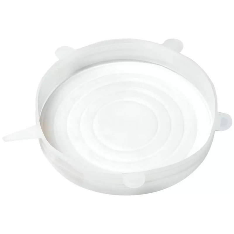 Set de 6 capace din silicon Kinghoff KH 1902, -40 până la 230°C, Potrivire strânsă și etanșă, Reutilizabil, Universal, Transparent