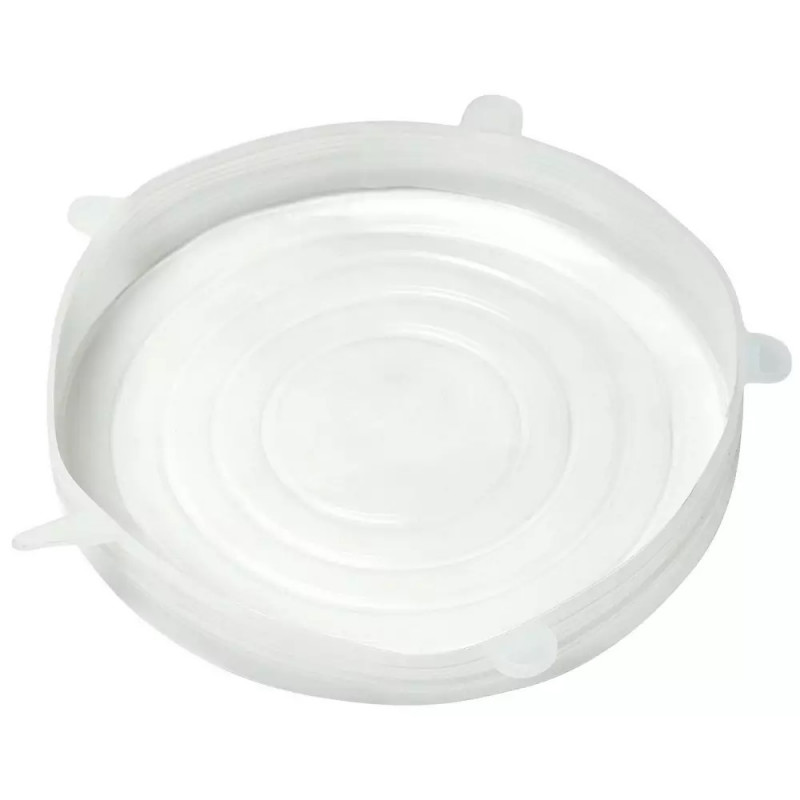 Set de 6 capace din silicon Kinghoff KH 1902, -40 până la 230°C, Potrivire strânsă și etanșă, Reutilizabil, Universal, Transparent