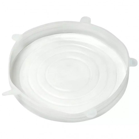 Set de 6 capace din silicon Kinghoff KH 1902, -40 până la 230°C, Potrivire strânsă și etanșă, Reutilizabil, Universal, Transparent