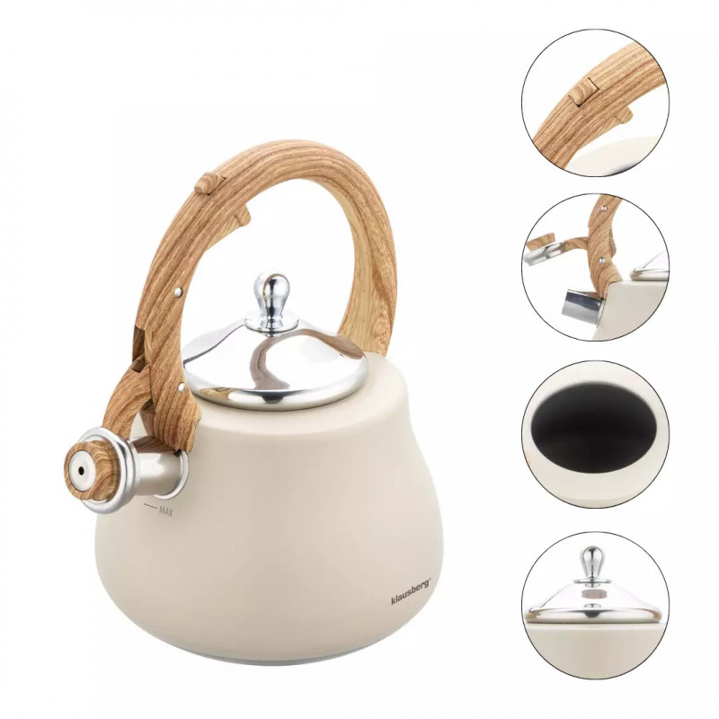 Klausberg KB 7919 Fierbător cu vârtej, 2,8 l, Mâner izolat termic, Inducție, Bej