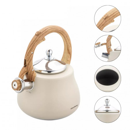 Klausberg KB 7919 Fierbător cu vârtej, 2,8 l, Mâner izolat termic, Inducție, Bej