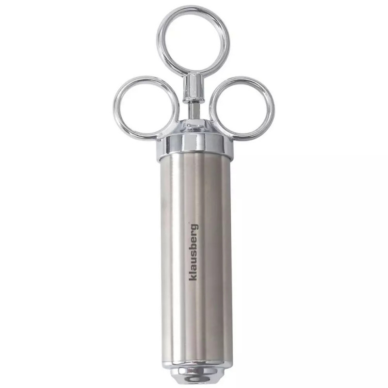 Seringă pentru marinat carne Klausberg KB 7842, 60 ml, 3 ace, oțel inoxidabil, fără BPA, argintiu