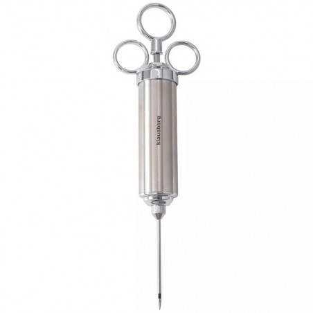 Seringă pentru marinat carne Klausberg KB 7842, 60 ml, 3 ace, oțel inoxidabil, fără BPA, argintiu